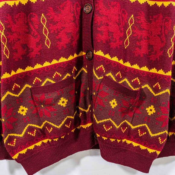 Wizarding World Harry Potter Gryffindor Fair Isle Cardigan Sweater Oversized - Picture 4 of 7